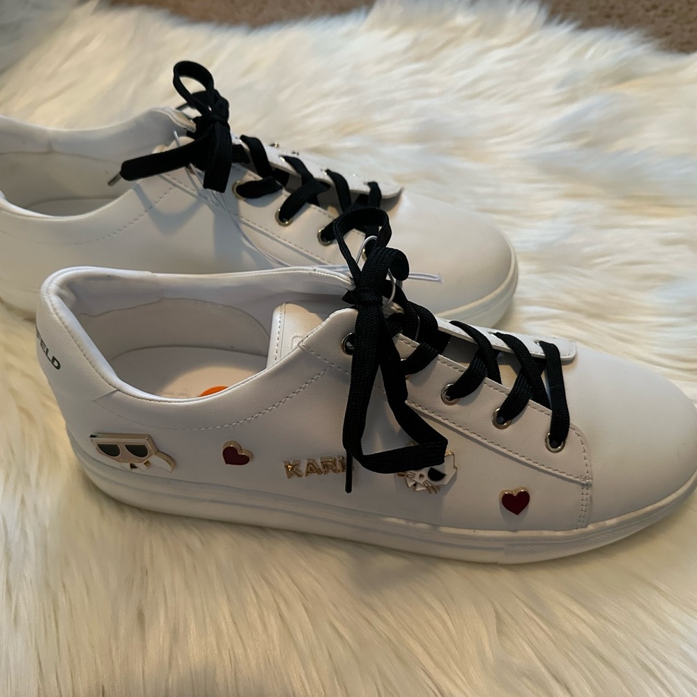 Karl Lagerfeld White Sneakers with Black Laces